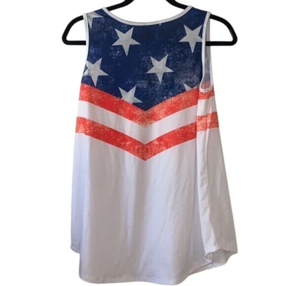 Womens Patriotic Sleeveless American Flag Tank Top By Acting Pro - Picture 7 of 10